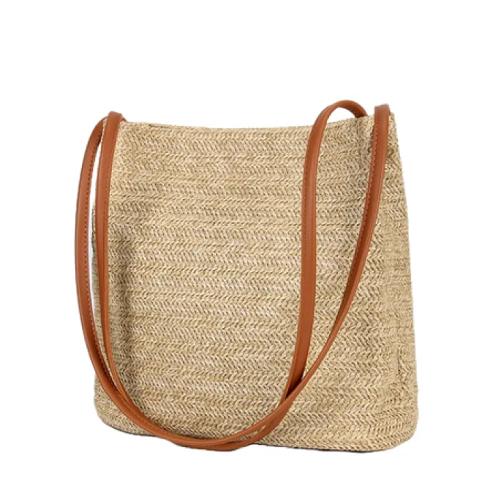 Straw Summer Beach Rattan Beach Tote Bag for Women - Brown