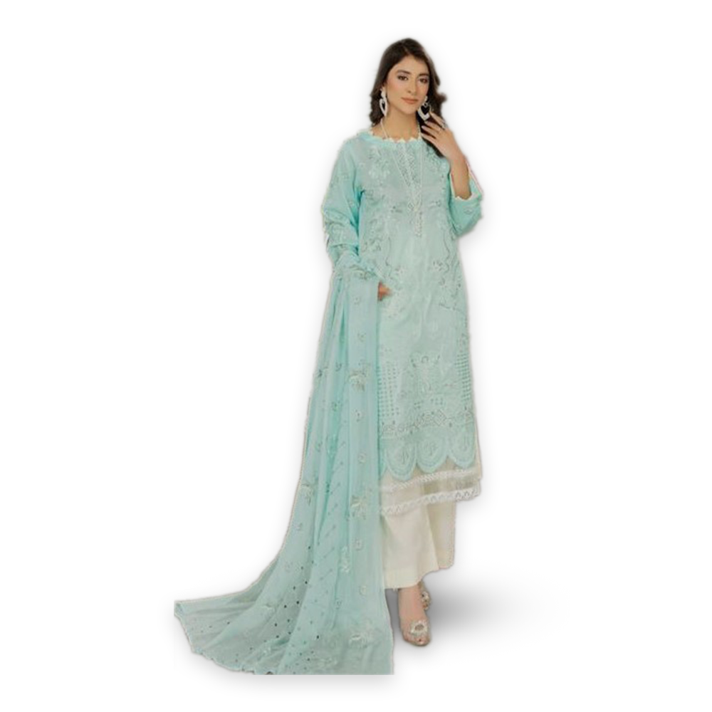 Unstitched Lawn Embroidered Salwar Kameez for Women - Paste