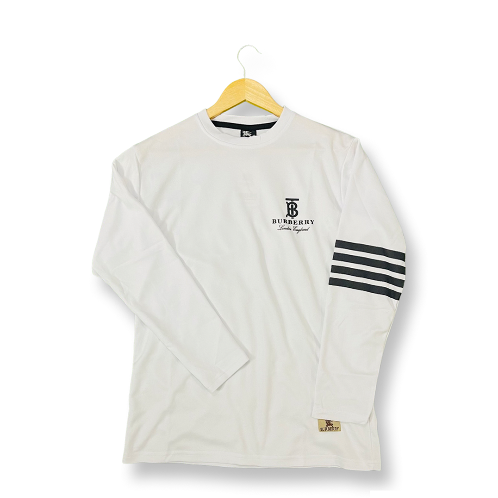 Burberry Full Sleeve Mash Fabric Jersey T-shirt - White - 1048