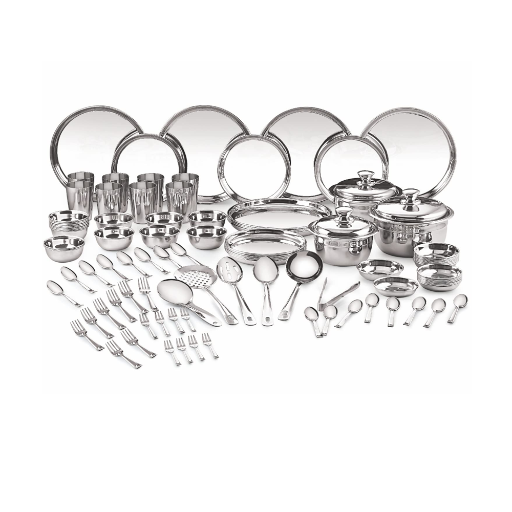 Set of 90 Pcs Stainless Steel Premium Dinner Set - Silver