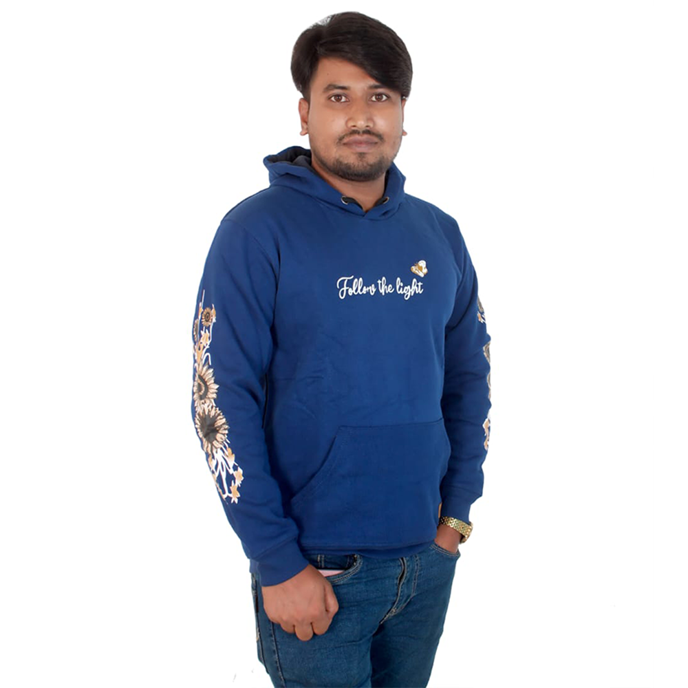 Cotton Hoodie For Men - Blue - H-288