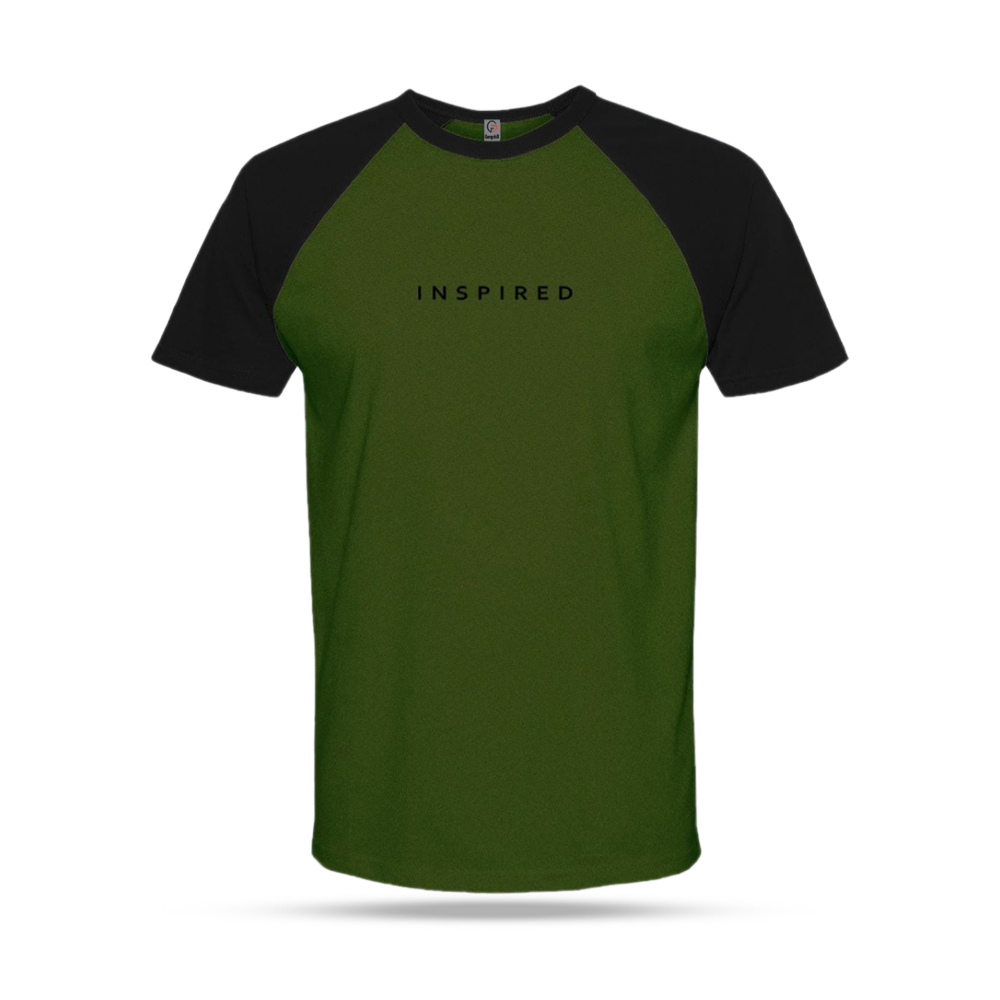 Cotton Half Sleeve T-Shirt For Men - Olive and Black - RHT1007