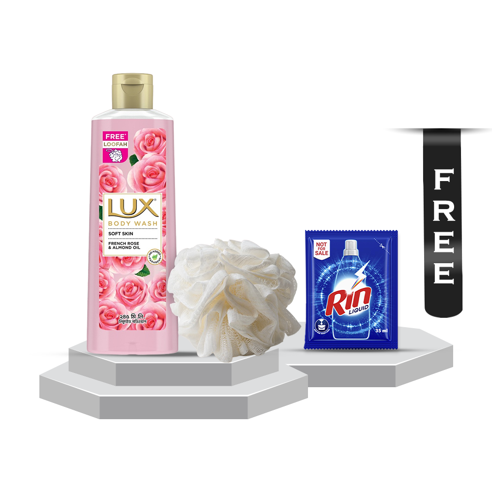 Lux French Rose & Almond Body Wash - 245ml With Rin Liquid - 35ml