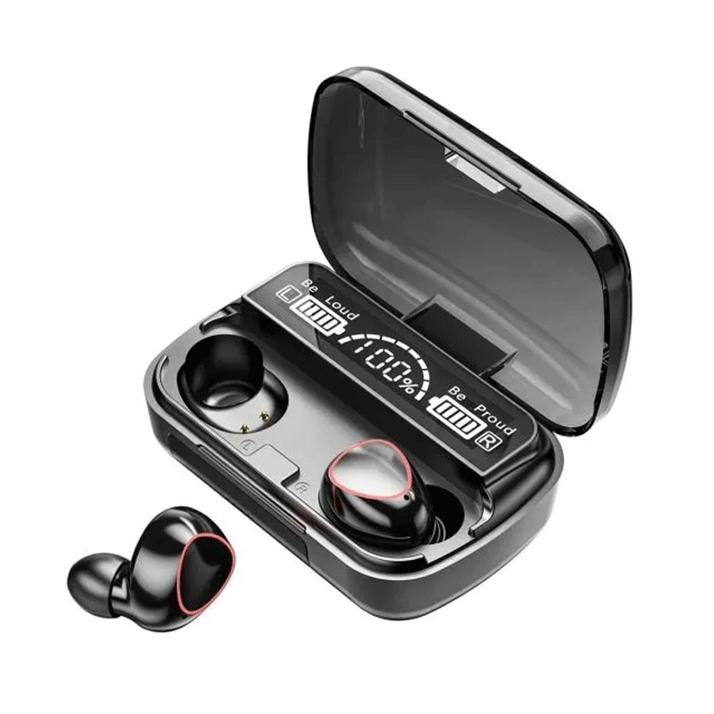 M10 TWS Digital Indicator True Wireless Earbuds - Black