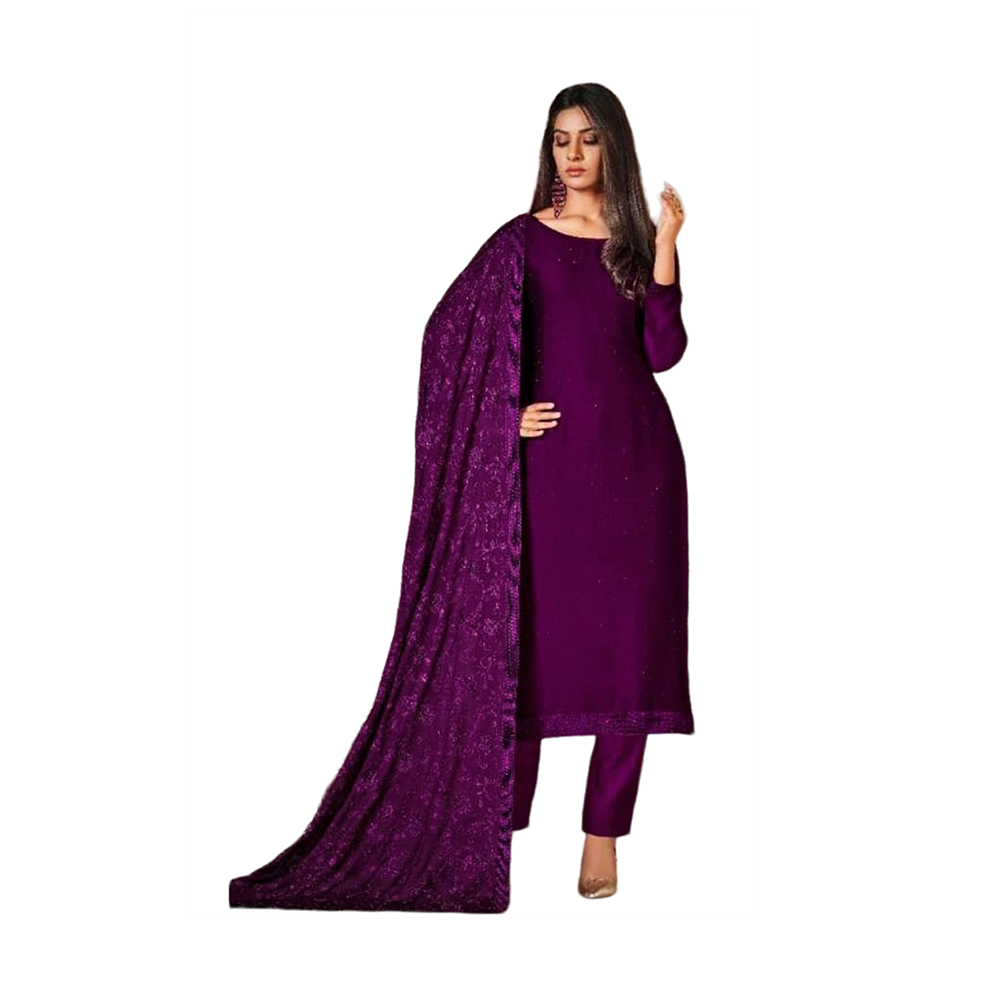 Pakistani Designed Gorgeous Party Wear - SK -317 - Piurple