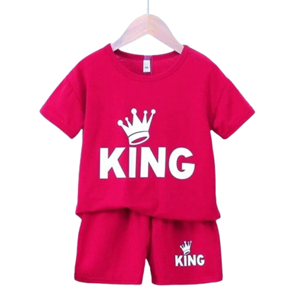 China Cotton Half Sleeve T-Shirt and Half Pant Set For Boys - Pink - BM-26