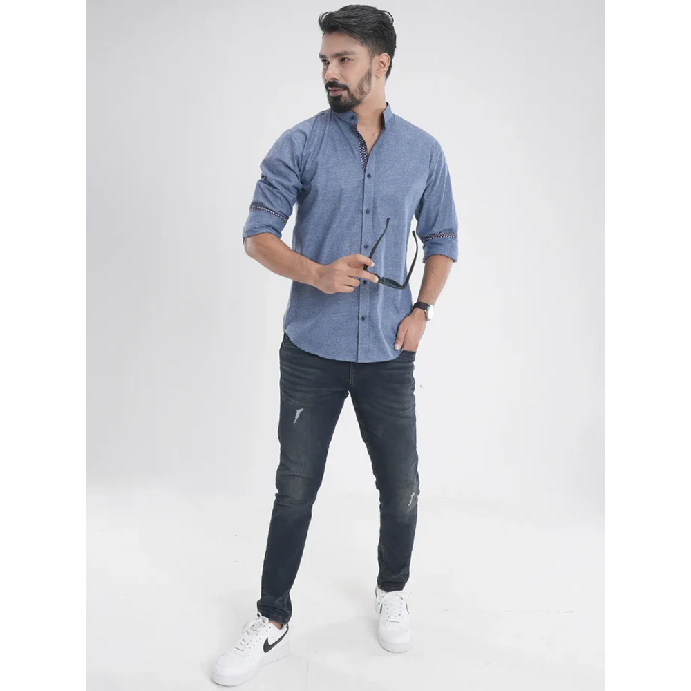 Cotton Full Sleeve Casual Shirt For Men - Blue - TMS-SS-39