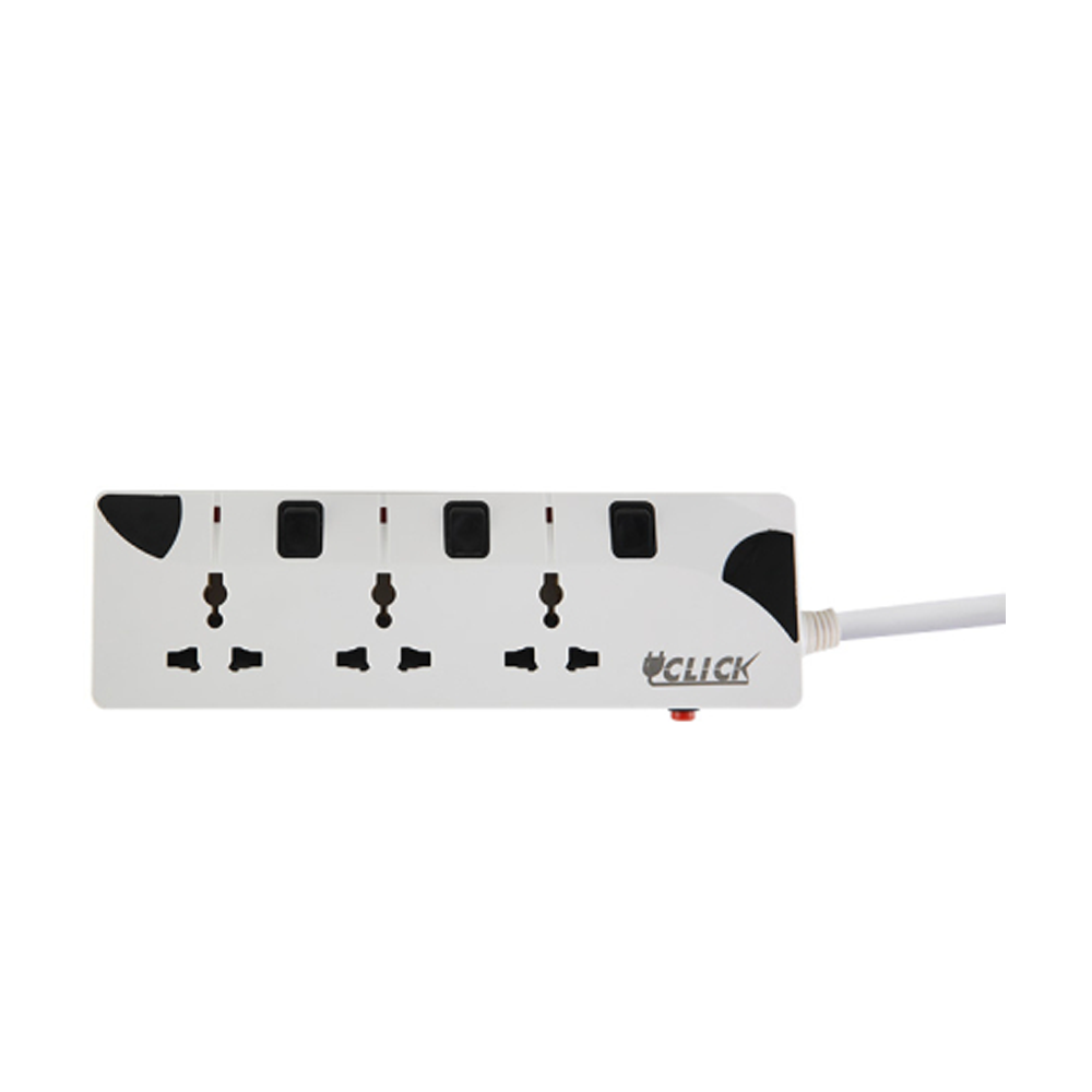 Click Safe Extension Socket 2pin 3skt 5Y - White