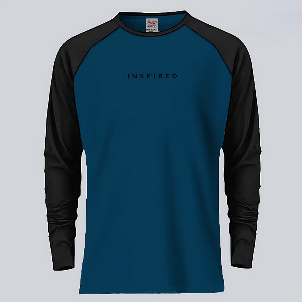 Cotton Full Sleeve T-Shirt for Men - Blue and Black