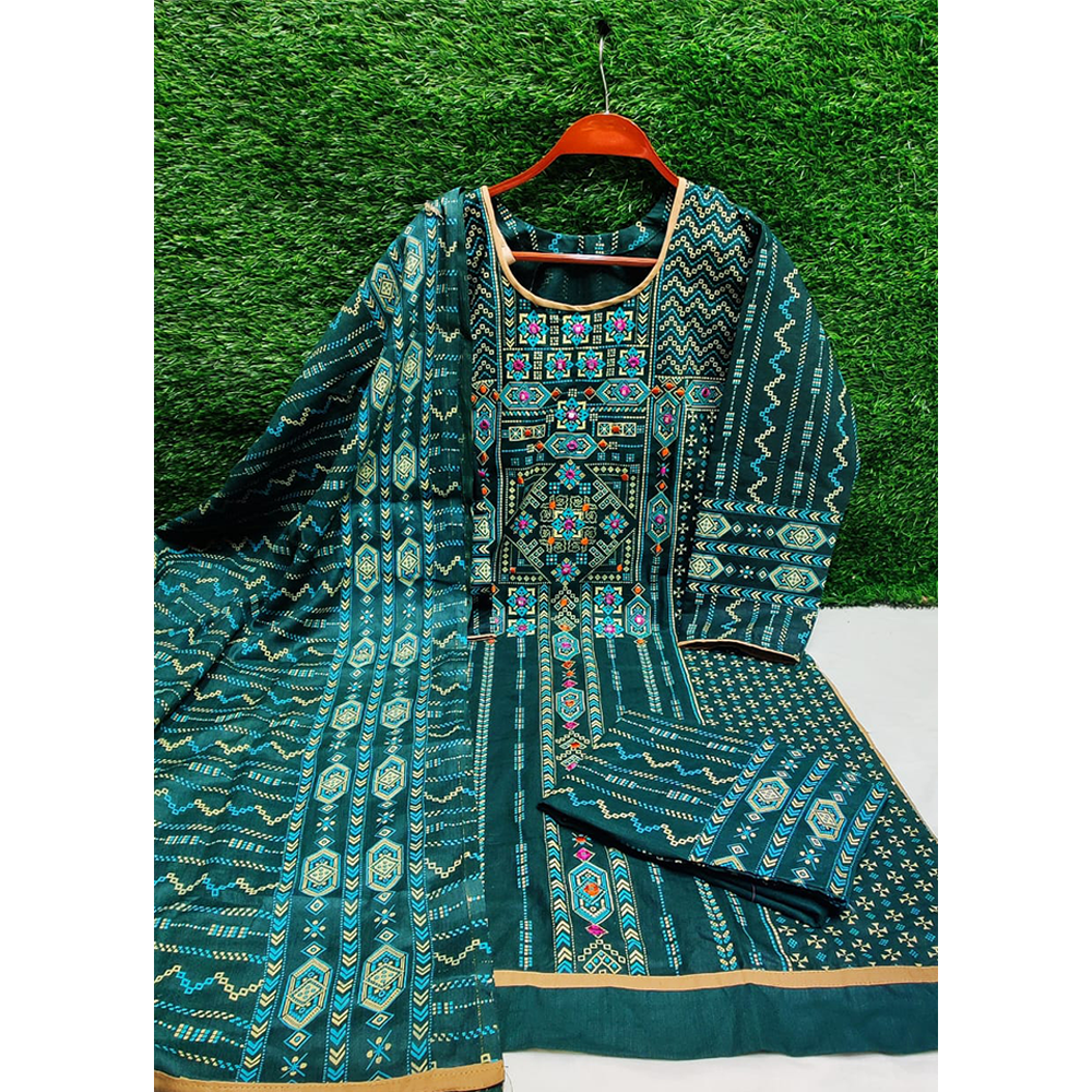 Cotton Salwar Kameez For Women - Dark Green