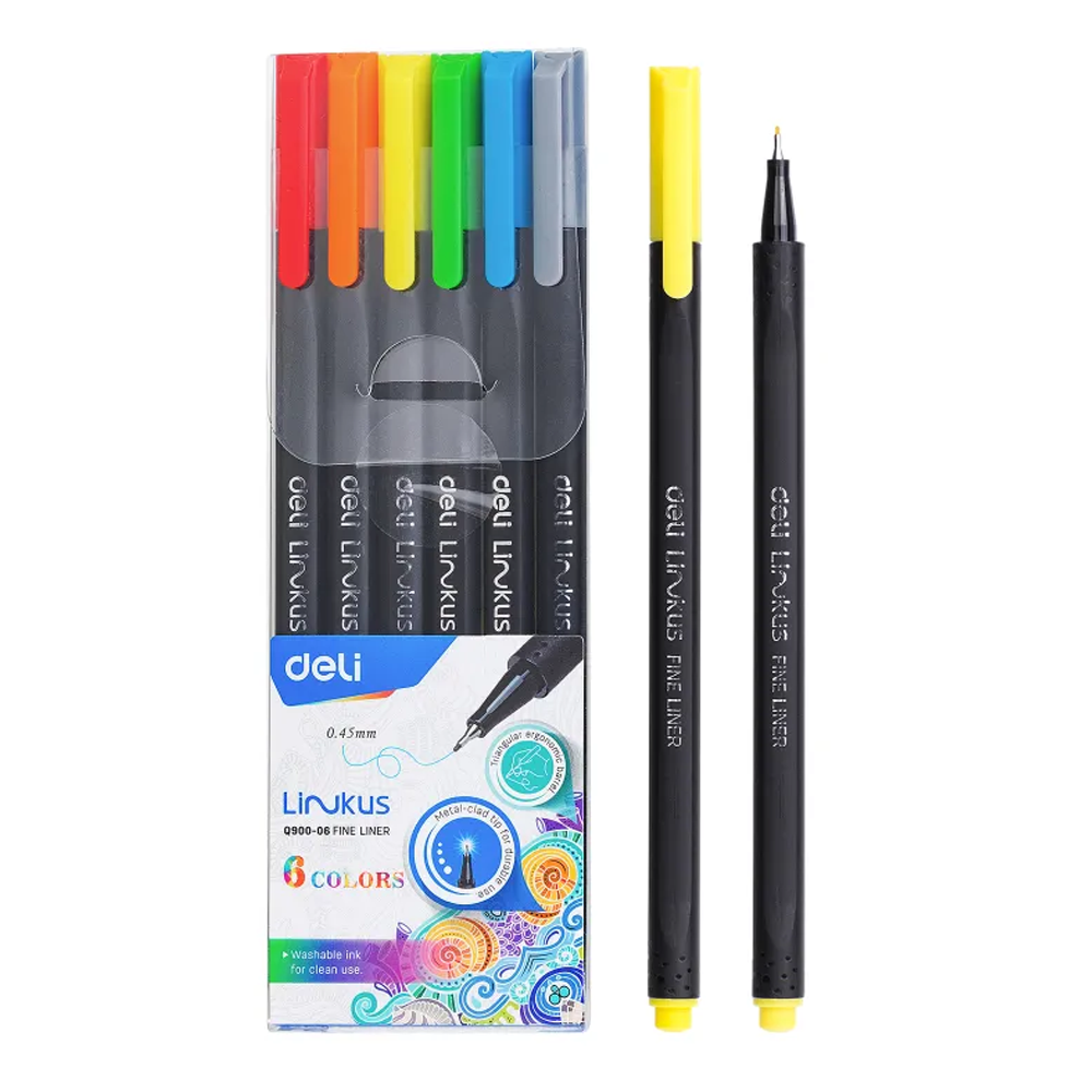 Deli EQ900-06 Fine Liner - 6 Colors