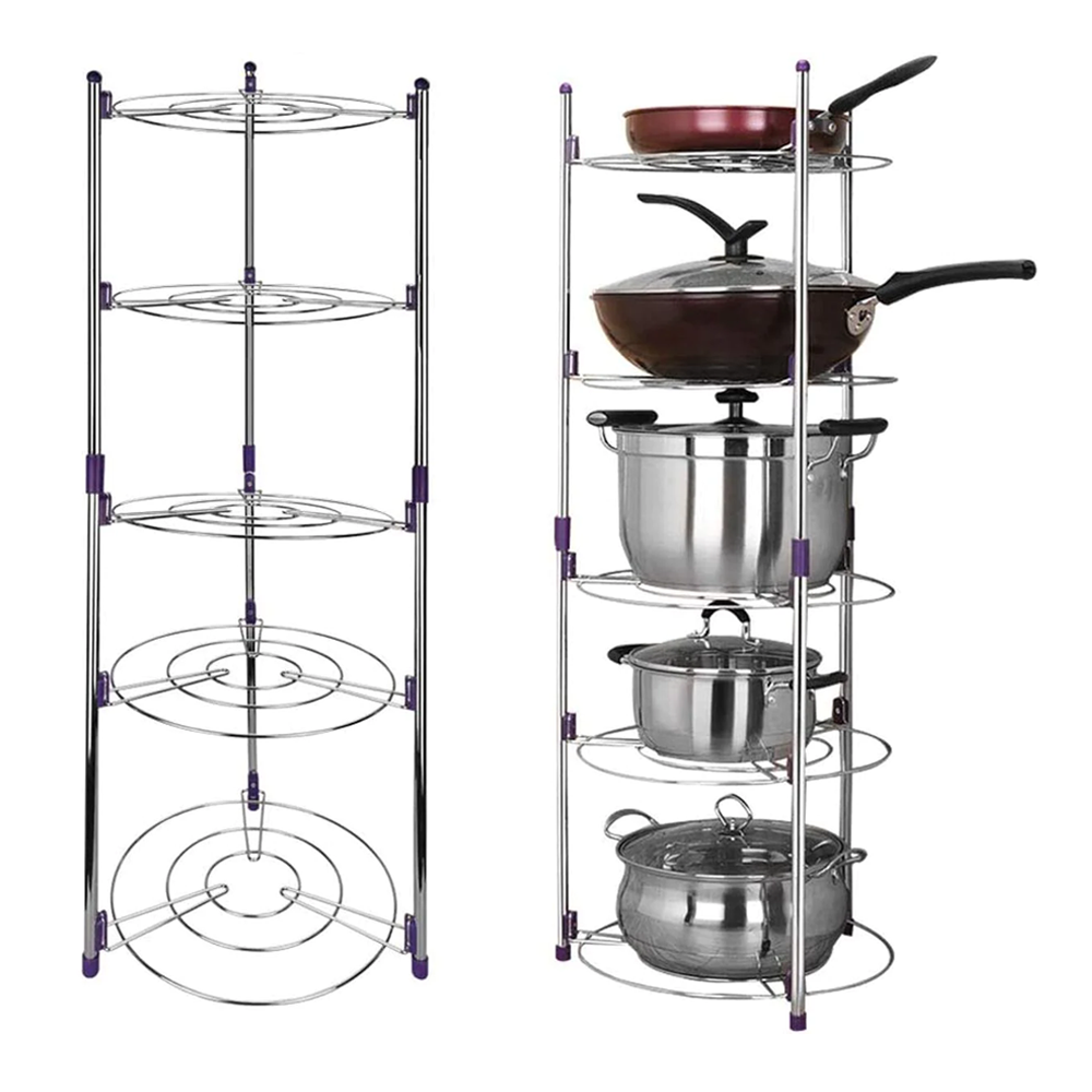 5 Tier Adjustable Stainless Steel Pan Pot Organizer Rack