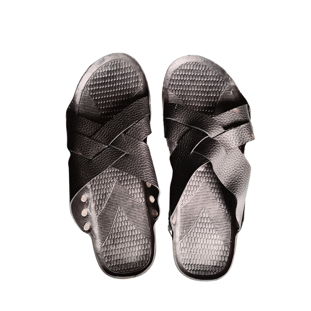Leather Sandal For Men - Black - SP04