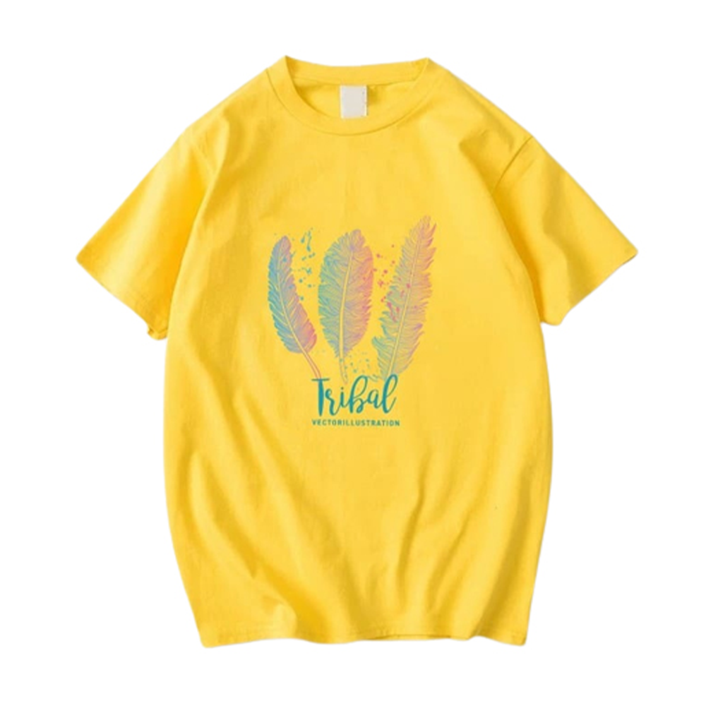 Cotton Half Sleeve T-Shirt For Women - Yellow - LG-32