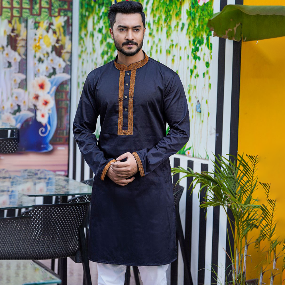 Punjabi black kurta discount design for man