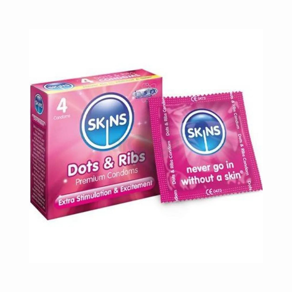 Skin Dots & Ribs Condoms - 4 Pcs Pack