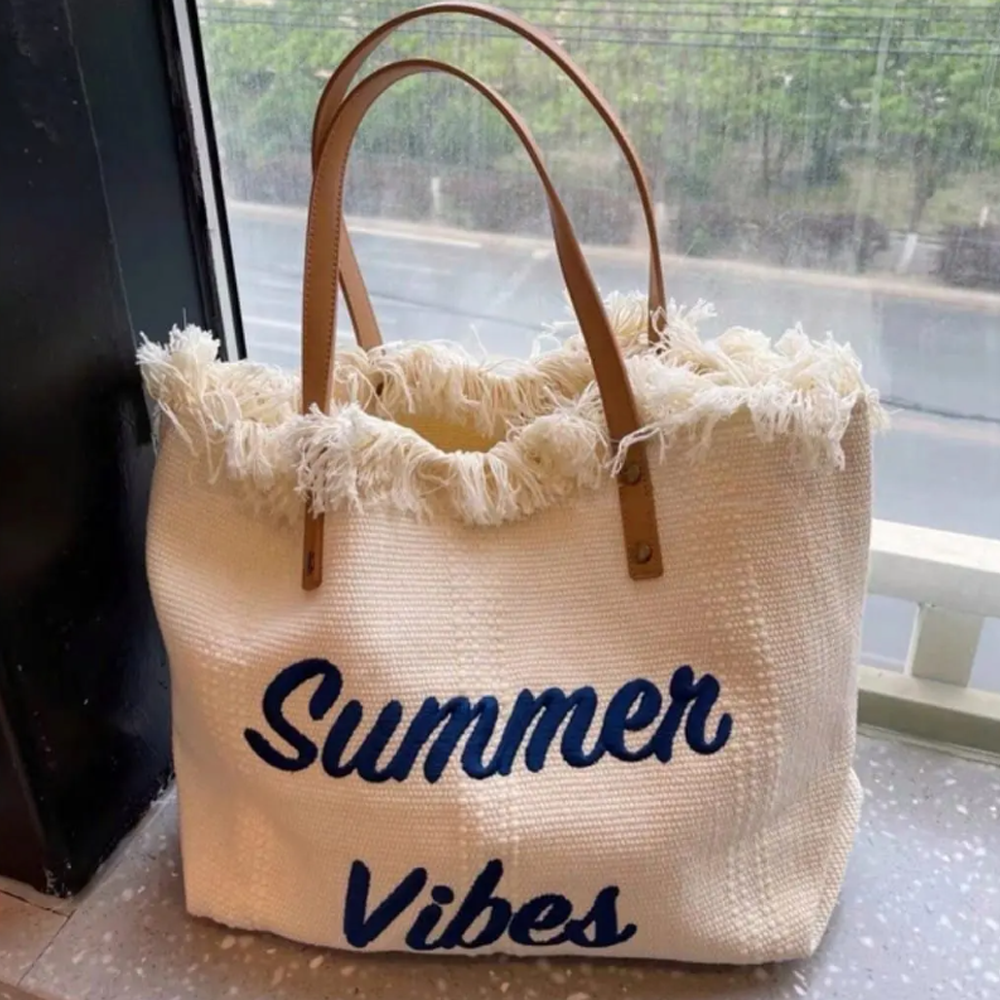 Canvas Tote Handbag for University Going Girls - Off White - SF-046