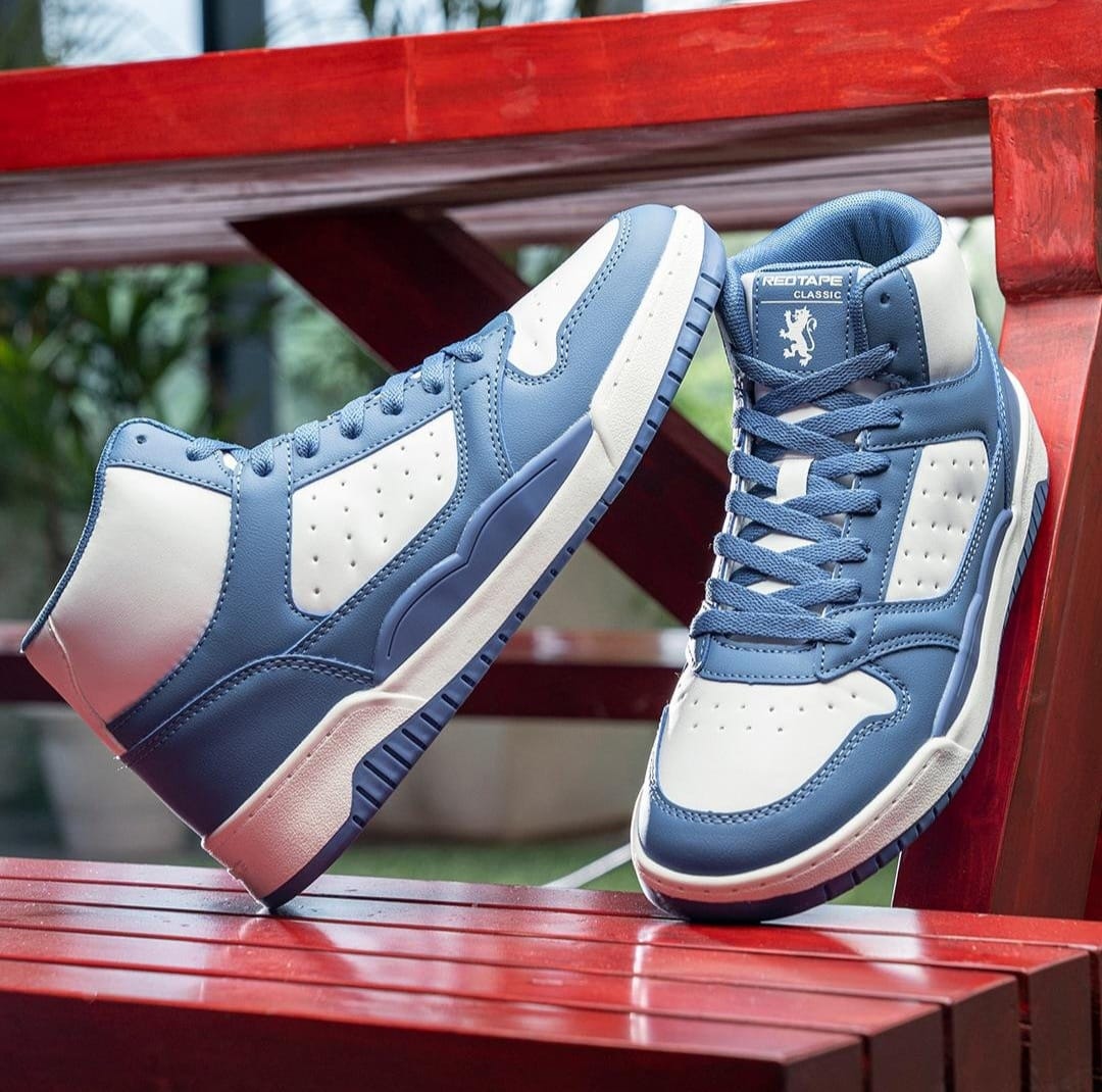 Redtape High-Neck Sneakers | White-Blue Edition
