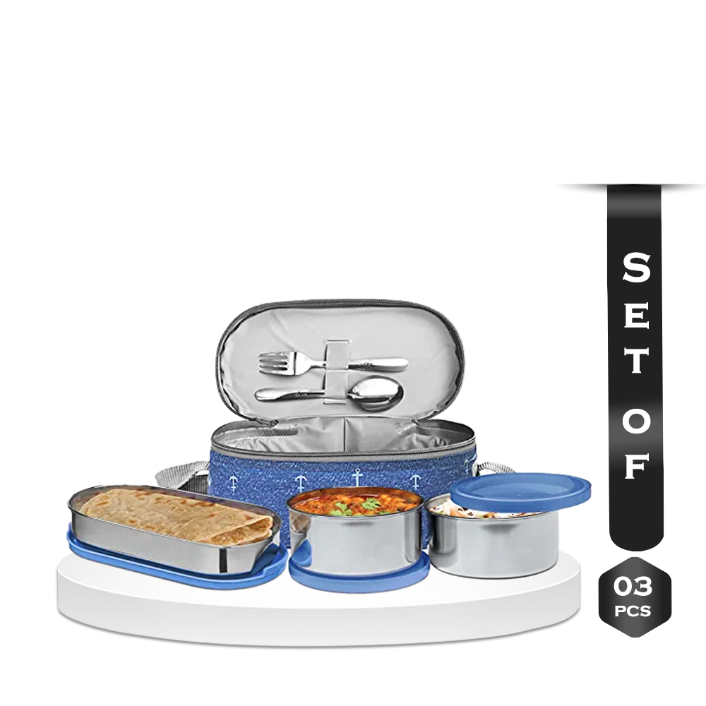 Kiam Steel Hot Tiffin Carrier and Lunch Pot 3 Bati