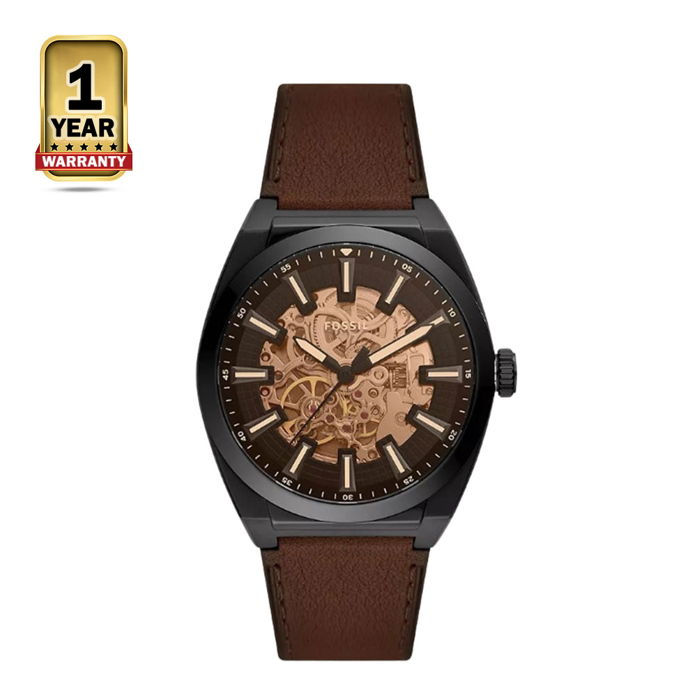 Fossil ME3207 Leather Everett Skeleton Watch - Brown Dial