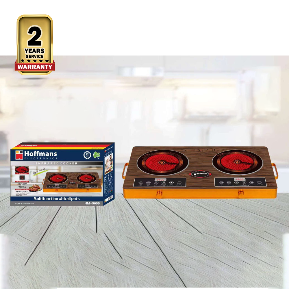 Hoffmans HM-9099 Double Infrared Cooker - Wooden