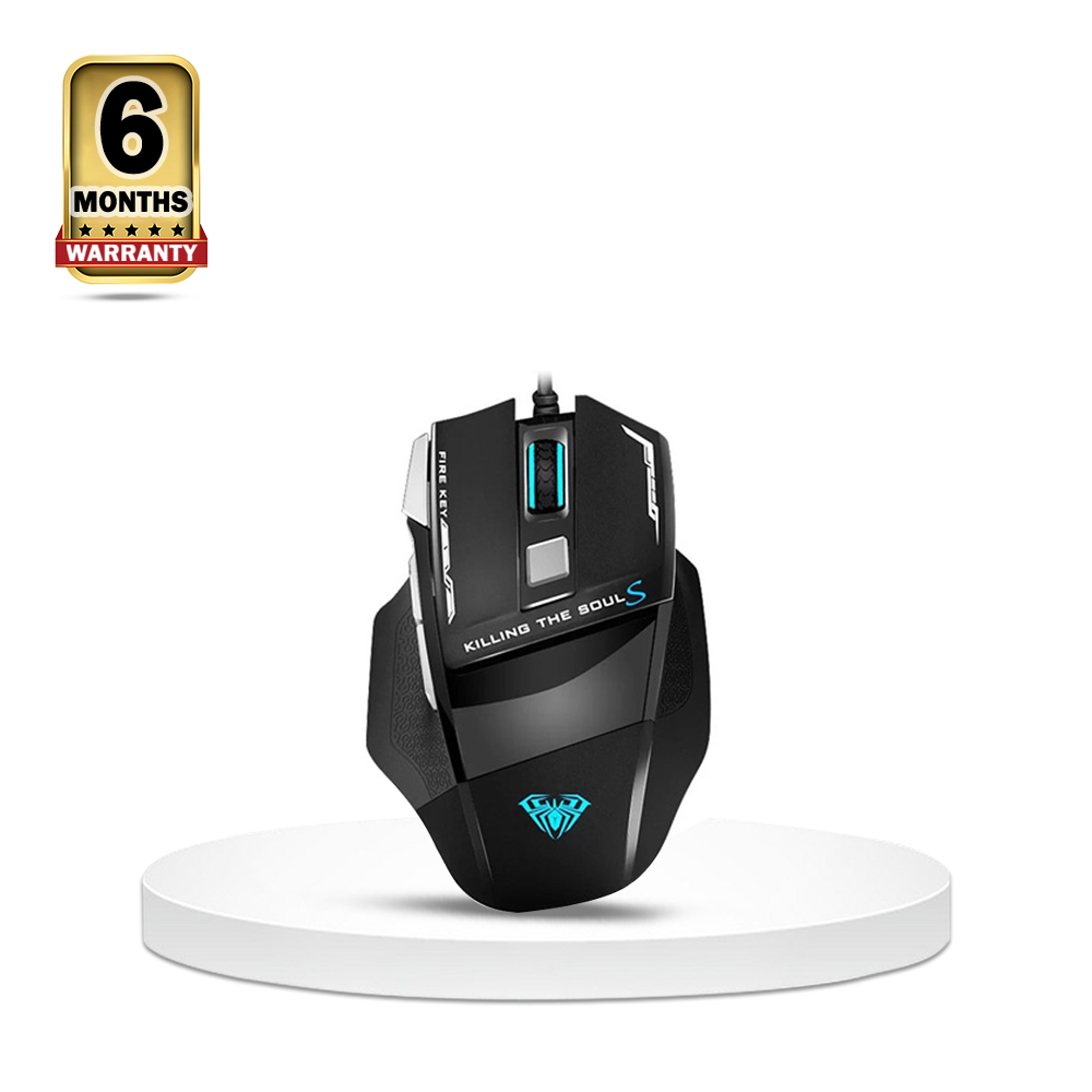 AULA S12 7 Macro Keys Breath Lighting Gaming Mouse - Black