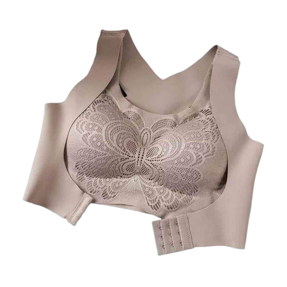 Slim Fit Body Shaper Peacock Breast Support Double Side Bra Gray