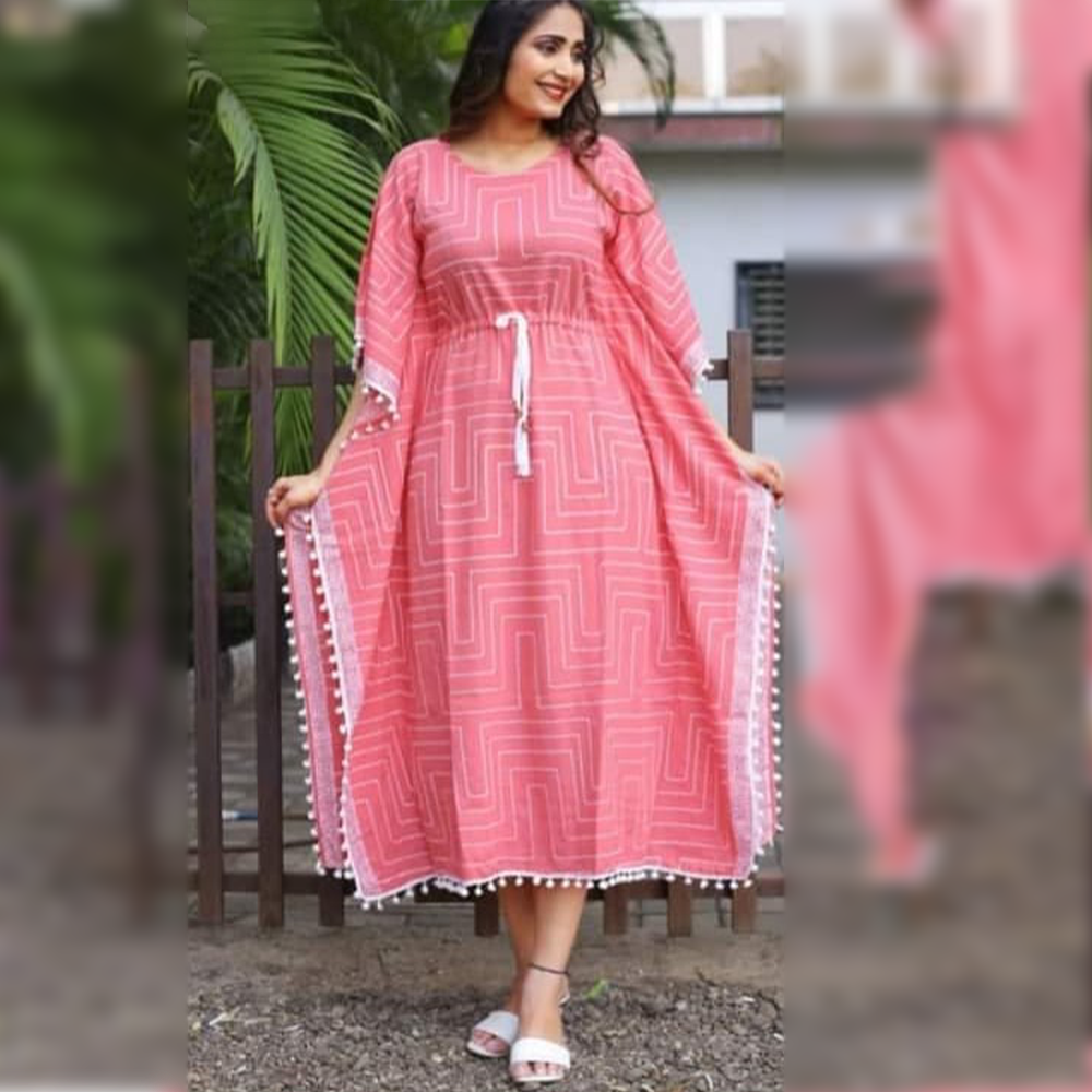 Cotton Kaftan For Women Pink