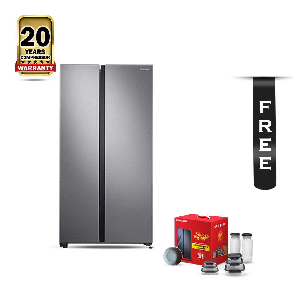 Samsung RS72R5001M9-D2 No Frost Double Door Refrigerator - 700 Litre - Silver With Free Gift Box