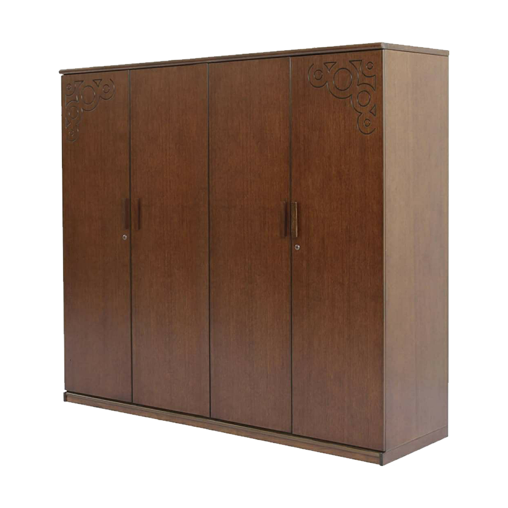 Twin Mart Malaysian Processed Wood 4 Door Almirah - 7'*6' Feet