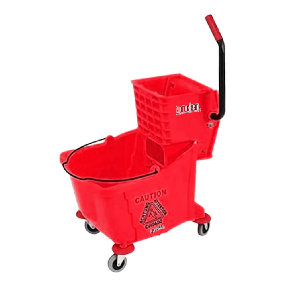 Single Mop Wringer Trolley - 32 Liter - Red - WT-1220