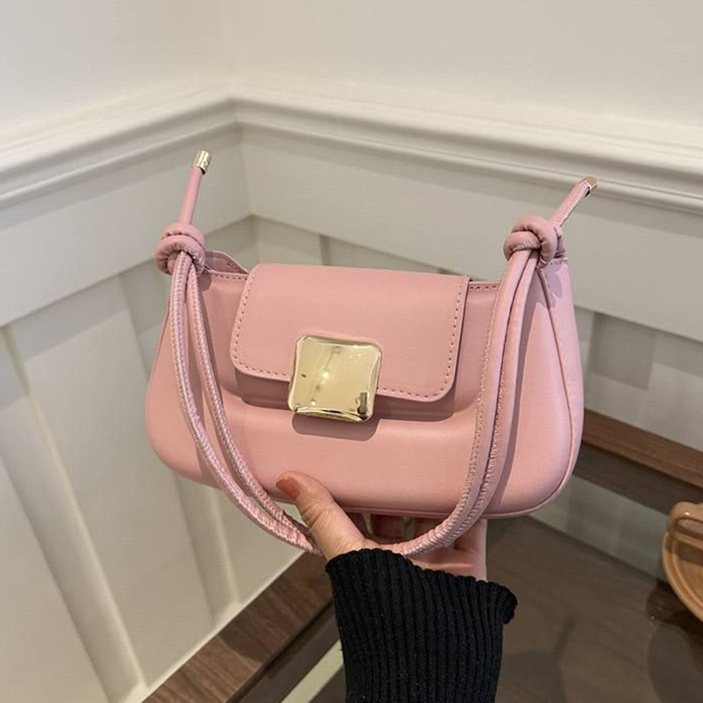 PU Leather Trendy Solid Color Shoulder Bag For Women - Pink - HS 00077