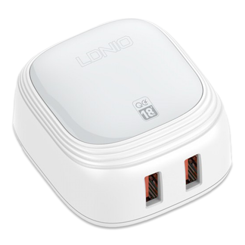 Ldnio A2512Q Dual USB Port Fast Charging Adapter - 18W - White