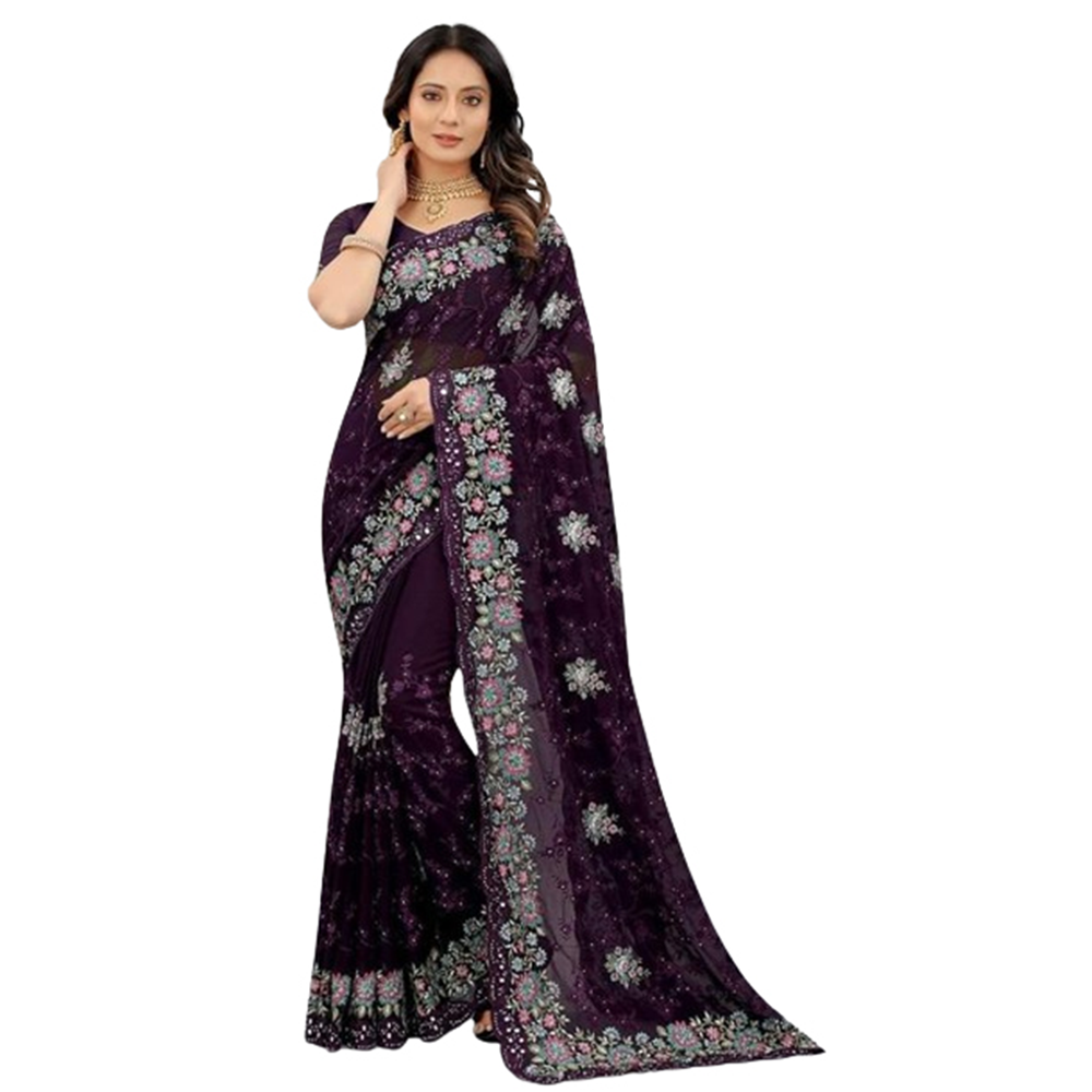 Weightless Georgette Saree With Blouse Piece For Women - Megenta - SJ-86