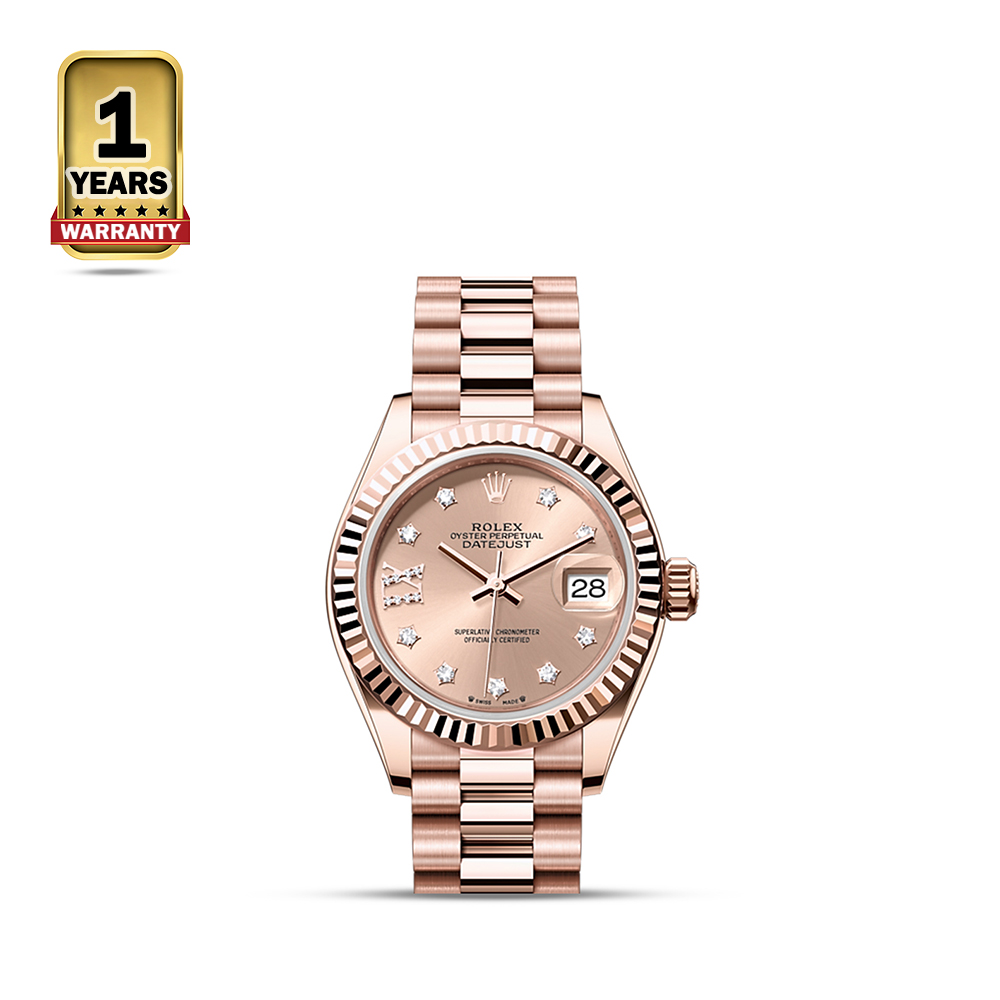 Rolex Oyster Stainless Steel Water Resistance Watch For Men - Rose Gold 