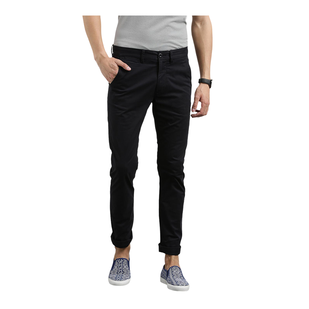 Cotton Chinos Gabardine Pant For Men - Deep Black - NZ-3156