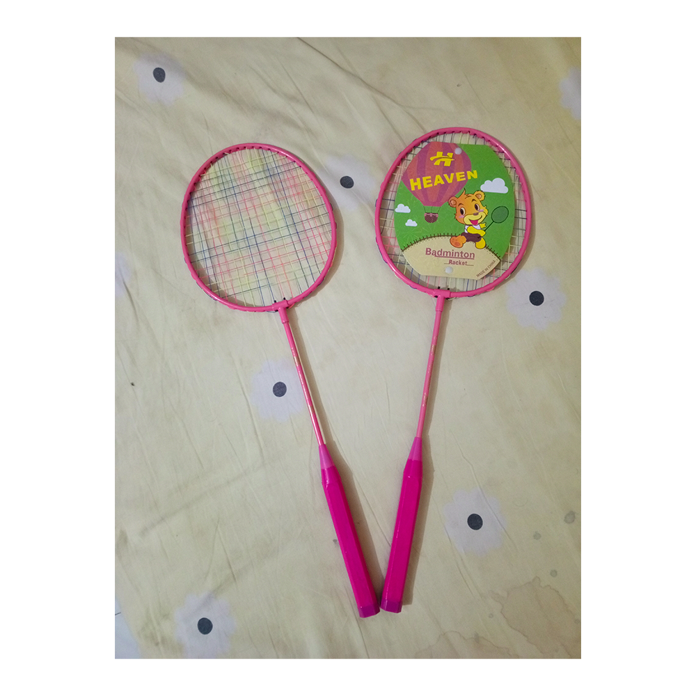 Set of 2 pcs Racket Bat and 1 pcs Shuttle Cocks For Kids - Multicolor