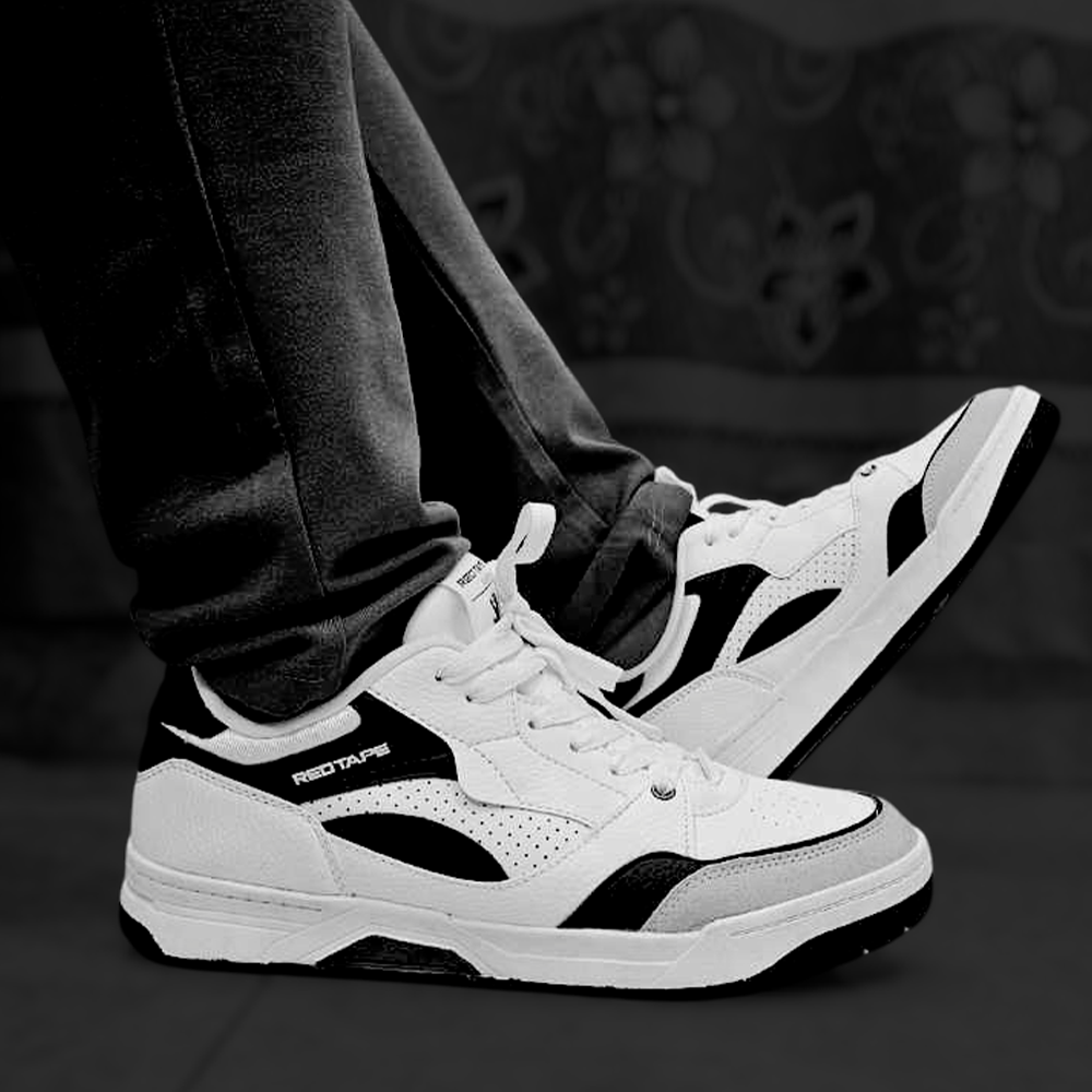 Red Tape Mesh Running Shoes For Men - White and Black - EFH-2025