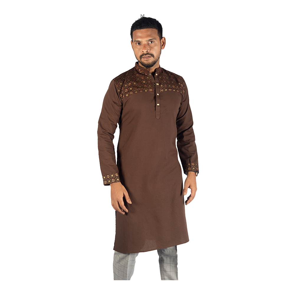 Cotton Panjabi For Men - Coffee - P9 A