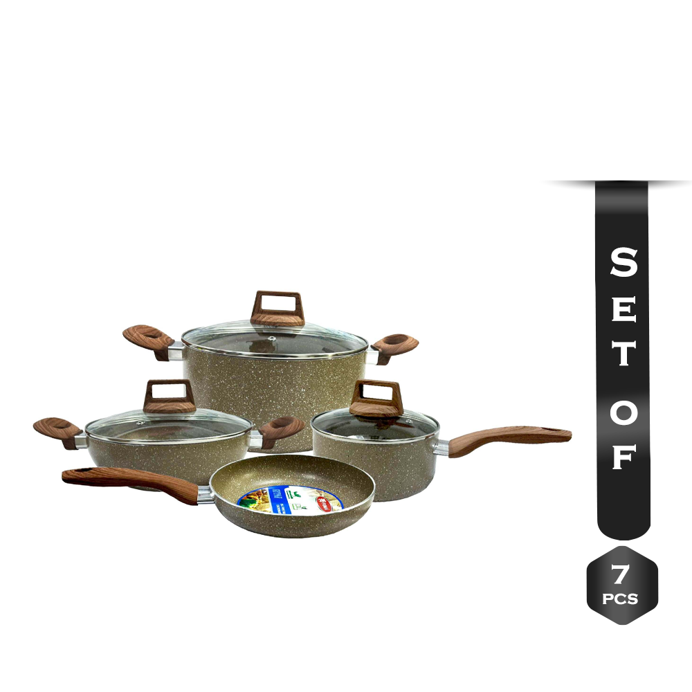 Set of 7Pcs kiam Diya casting Cookware Set - Dark Grey