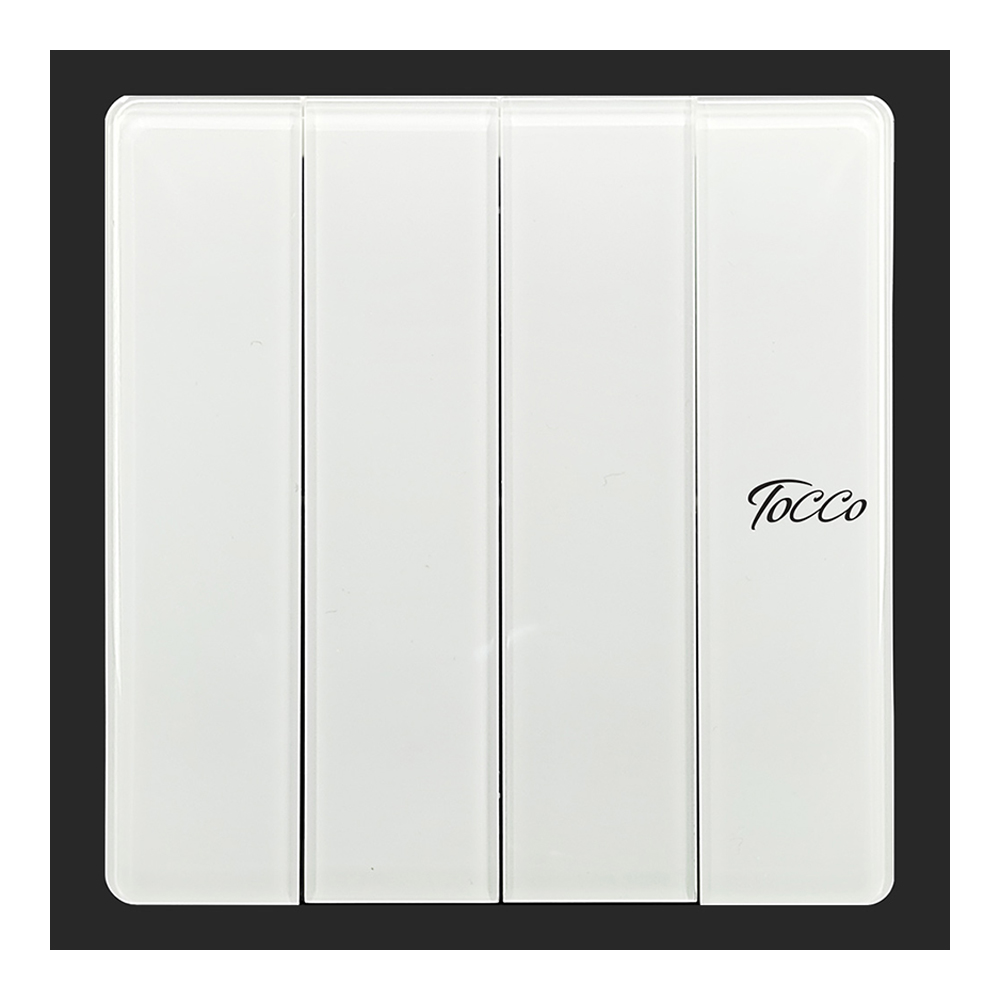 Tocco A1 Series 4 Gang 1 Way Luxury Glass Panel Switch - White