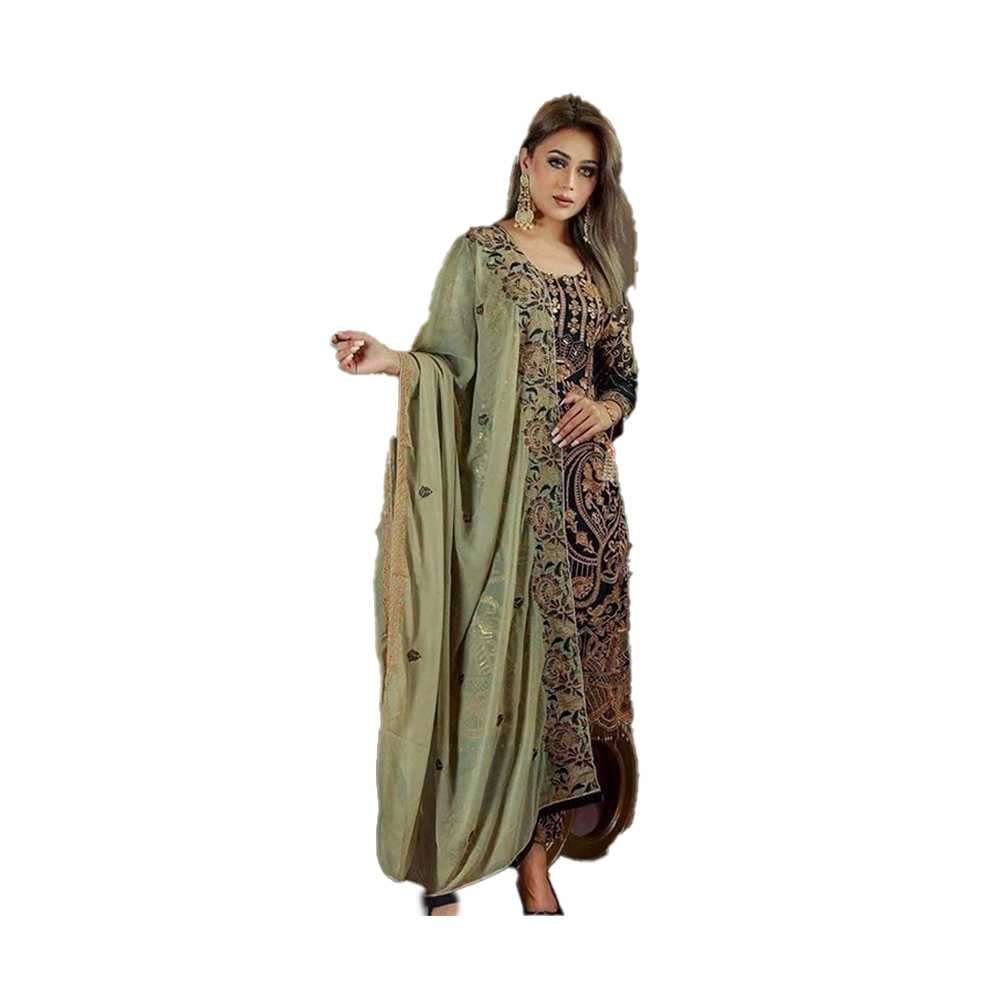 Unstitched Embroidery Work Georgette Shalwar Kameez For Women - Multicolor