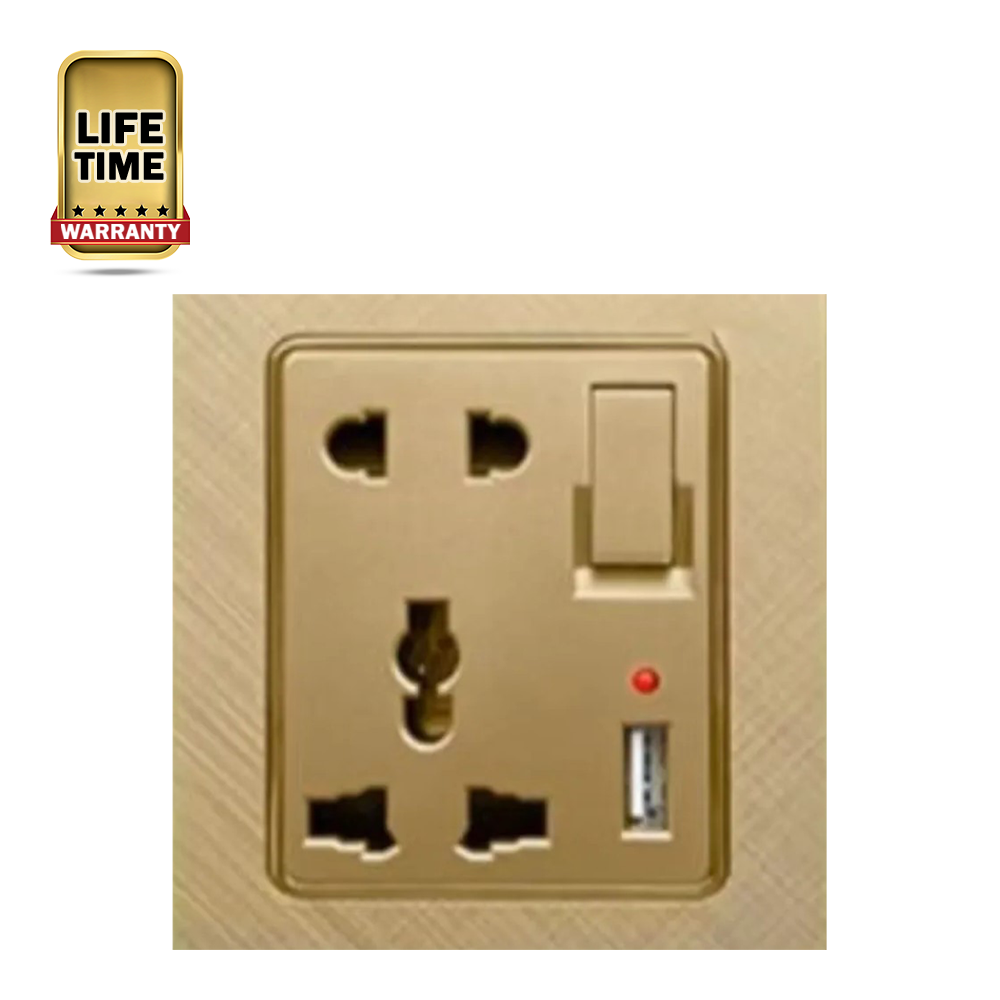 Click Marigold USB Multi Socket With Switch - Golden