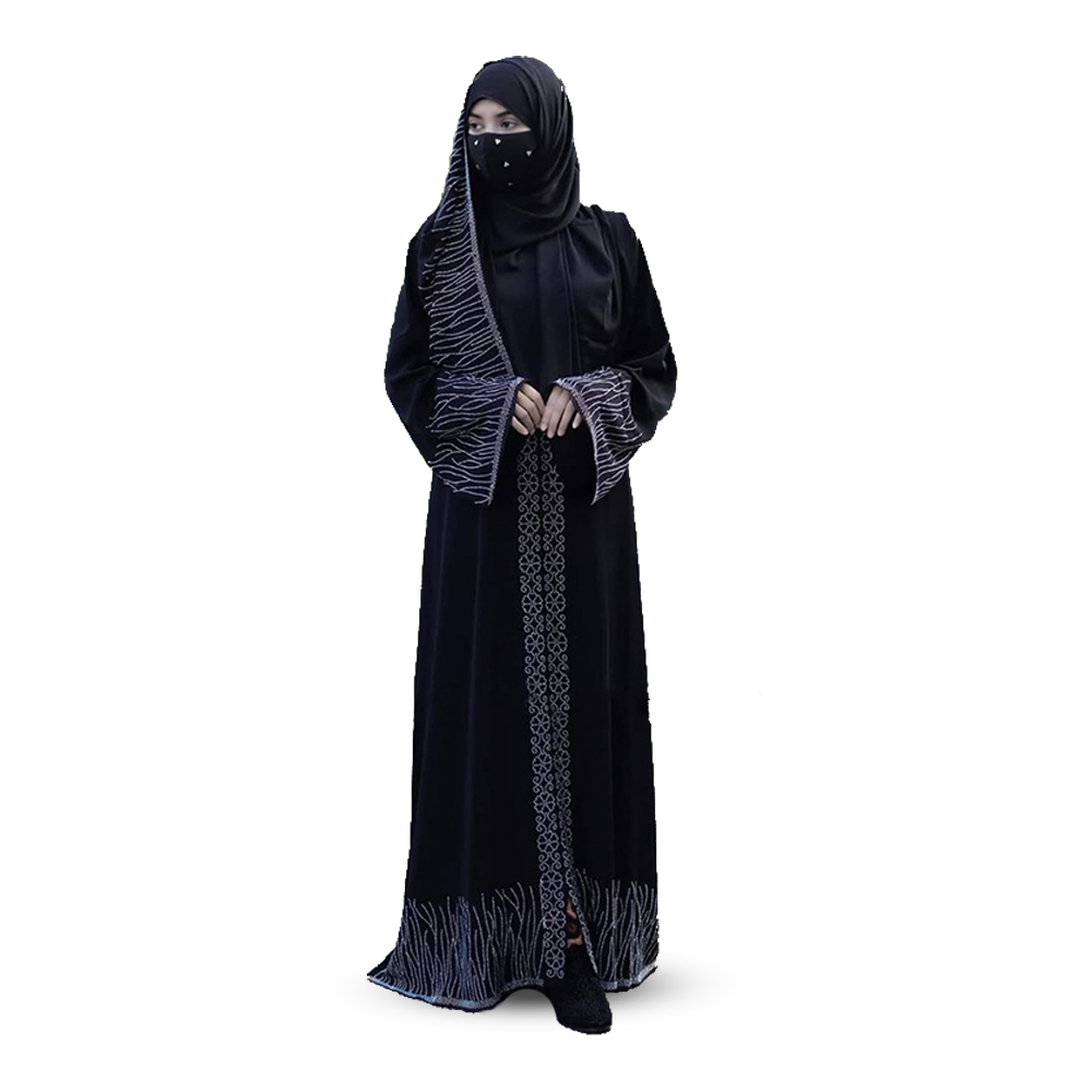 Dubai Cherry Adjust Koti Burka With Hijab - Black - BK-K43