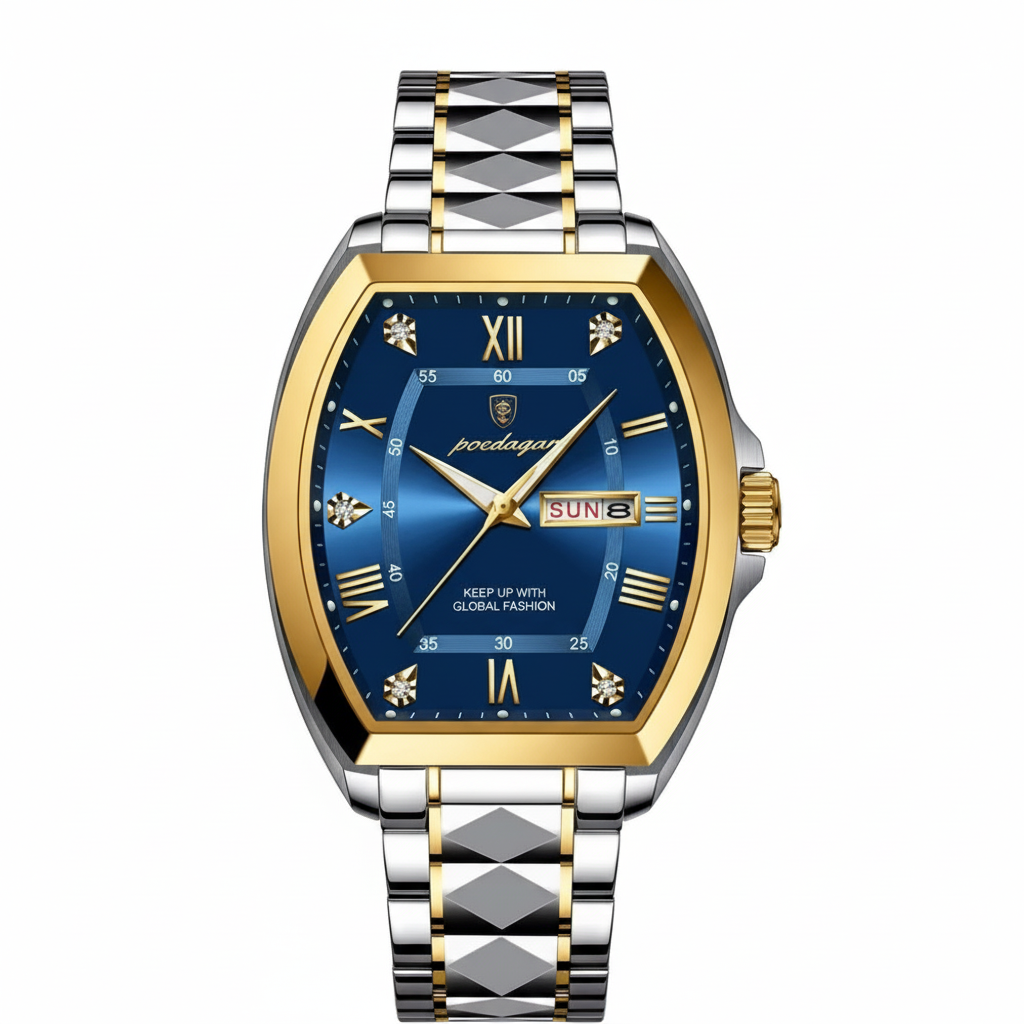Poedagar 958 Stainless Steel Quartz Waterproof Luminous Wrist Watch For Men - Silver & Golden