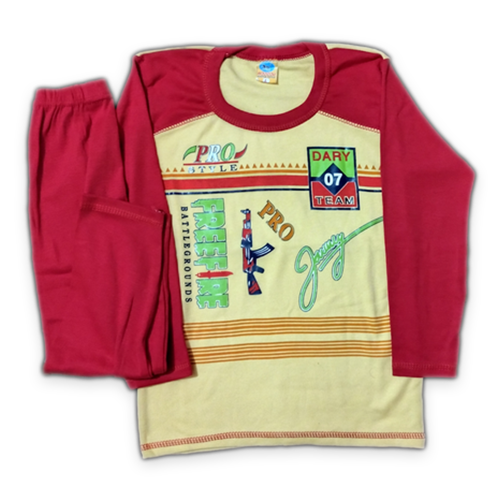 Cotton Full Sleeve TShirt with Pant for Kids 34 Years Red