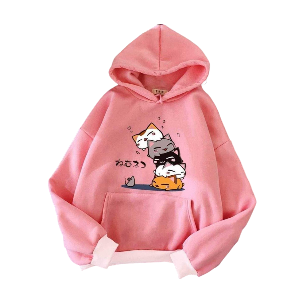 Cotton Hoodie Jacket For Women - Pink - HL-12