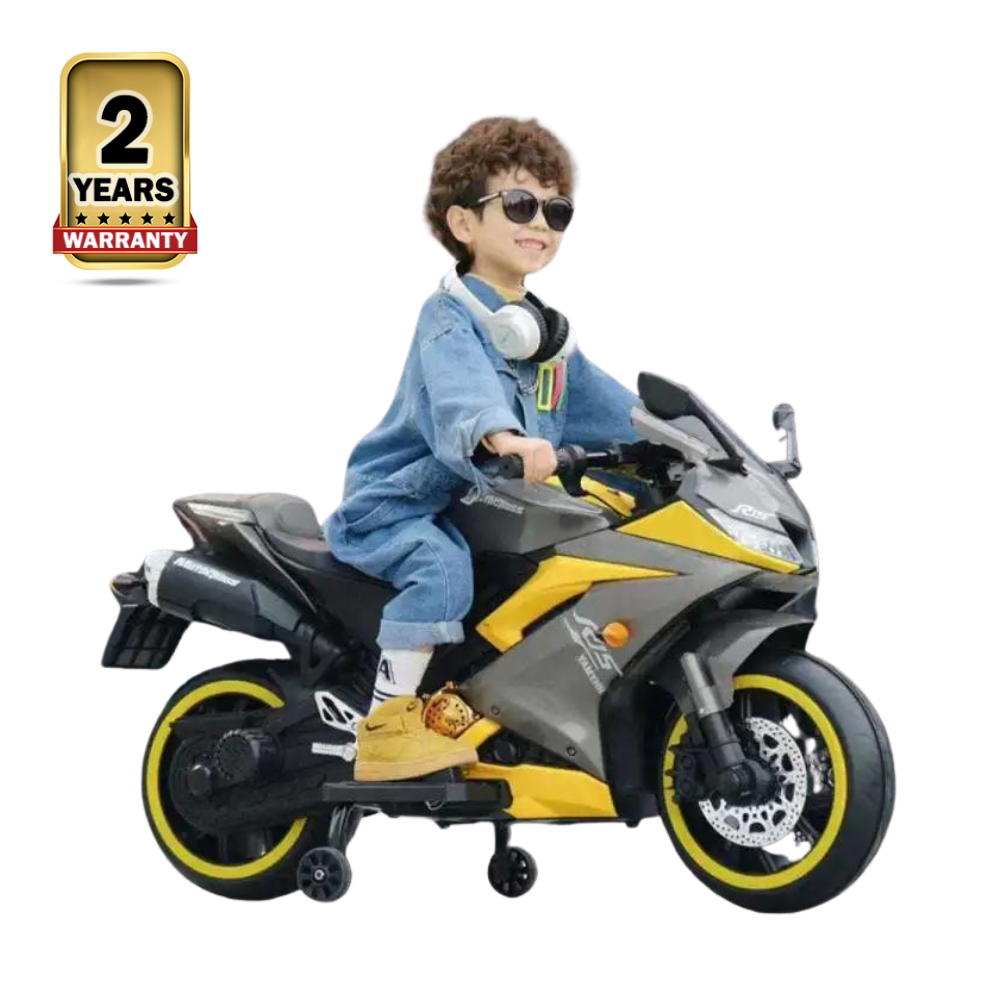 Rechargeable Electric Bike For Kids - Yellow & Grey - R15