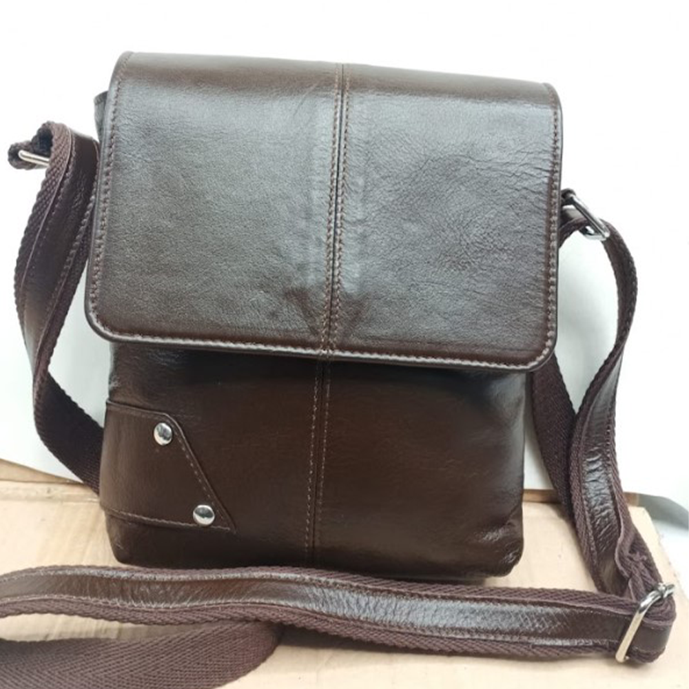 Leather Side Bag - Chocolate - BL-12