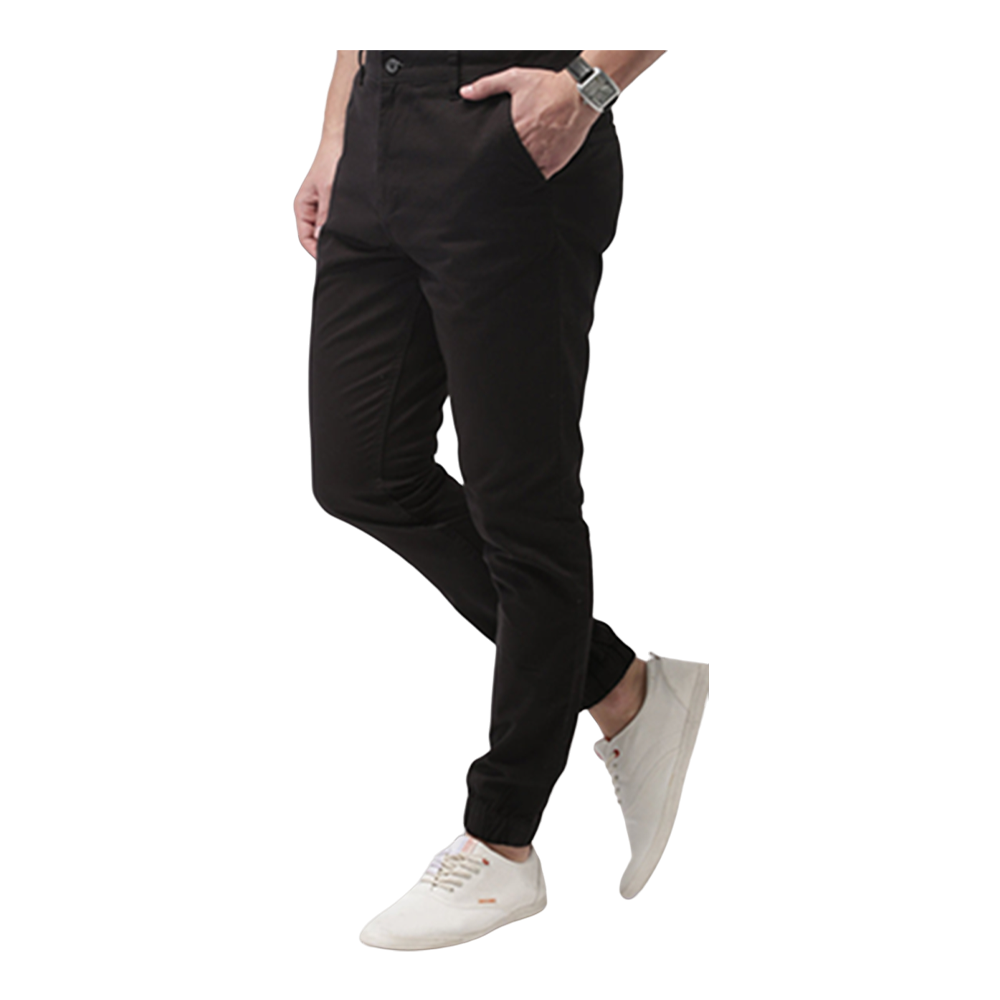 Cotton Chinos Gabardine Pant For Men - Deep Black - NZ-3137